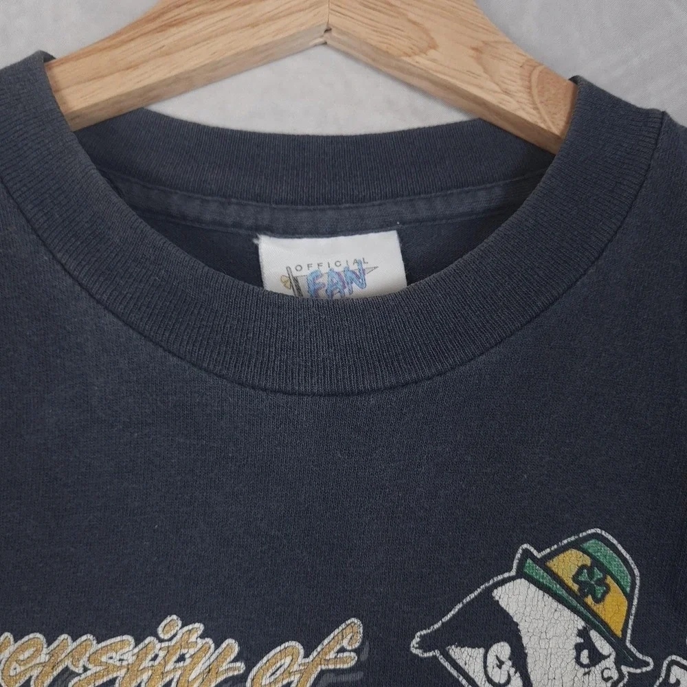 Vintage Notre Dame Fighting Irish Shirt Boys 10 Blue NCAA Football Single Stitch